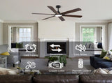 60 Inch Smart Indoor & Outdoor Ceiling Fan with Dimmable LED Light, 6Speed Quiet Reversible DC W3816P585802