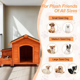 88*106*77cm Wooden Feral Dog House for Outdoor and Indoor, Pet House with Food Bowl& Food Storage 97181304