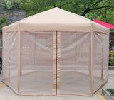 ZUN 13 Ft. W x 13 Ft. D x 9.2ft Pop-Up Gazebo Tent Outdoor Canopy Hexagonal Canopies Gazebos & Pergolas W65632229