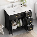 ZUN 36" Bathroom Vanity with Sink Top, Bathroom Vanity Cabinet with Two Doors and Three Drawers, Solid N725P198316B