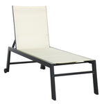 ZUN Outdoor Chaise Lounge with Wheels, Five Position Recliner for Sunbathing, Suntanning, Steel Frame, W2225142472