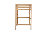 ZUN Twin High Loft Bed, Rubber Wood Loft Bed with Safety Guardrail, built-in desk, ladder,White Oak W504P206980