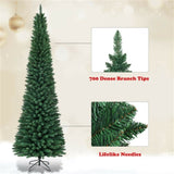 7ft Slim Pencil Christmas Tree - Space-Saving Design for Small Corners, 700 Realistic PVC Branches 99576991