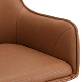 Faux Leather Dining Chairs set of 2, Accent Arm Chair, Metal Steel Frame, Brown 73422630