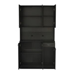 ZUN 70.87" Tall Wardrobe& Kitchen Cabinet, with 6-Doors, 1-Open Shelves and 1-Drawer for bedroom,Black 20536572