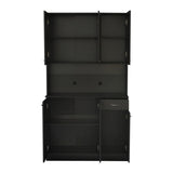 ZUN 70.87" Tall Wardrobe& Kitchen Cabinet, with 6-Doors, 1-Open Shelves and 1-Drawer for bedroom,Black 20536572