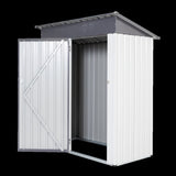 ZUN XWT016 Garden Metal Storage Lifter Shed Gray White 5x3x6ft outdoor storing tools Rainproof Hinge W1711P154710