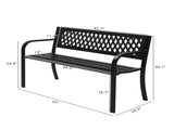 47in PVC Mesh Backrest Iron Bench Black 75056044