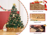 Artisanal Woven Hyacinth Christmas Tree Collar - 28in Natural Rattan & Wicker Tree Skirt/Base Cover 27755571