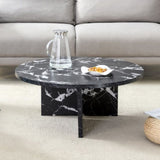 Versatile MDF Black Round Coffee Table for Various Interior Styles, Exhibiting Modern Minimalism and W3226P278920