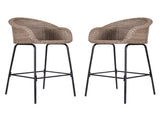 Ladd Outdoor Metal Wicker Barstool, Light Brown Faux Wicker, Set of 2 N775P277558B