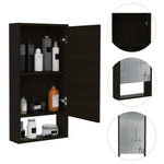 ZUN Mariana Medicine Cabinet, One External Shelf, Single Door Mirror Two Internal Shelves -Black B20091945