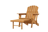 Outdoor Wooden Folding Adirondack Chair with Retractable Ottoman, Pre-Assembled BackRest & W2640P290601