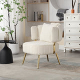 ZUN COOLMORE Boucle Accent Chair Modern Upholstered Armchair Tufted Chair with Metal Frame, Single W1539140080