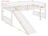 Twin size Loft Bed with Slide and Ladder, White 64080717