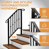Matte Black Outdoor 2-Step Iron Handrail 50228565