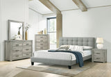 Contemporary 1pc Queen Size Bed Grey Polyfiber Tufted Headboard Platform Bedframe Bedroom Furniture B011P243663