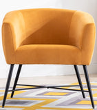 Luxurious Design 1pc Accent Chair Yellowish Orange Velvet Clean Line Design Fabric Upholstered Black B01166685