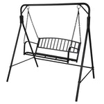 ZUN 176*128*180cm Flat Top 250kg Garden Iron Swing Frame Black （ONLY frame） 76269217