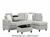 Modern Gray L-Shaped Sectional Sofa, Contemporary Upholstered Living Room Couch, Deep Comfortable B2771P498533