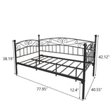 ZUN Metal Daybed Frame Multifunctional Mattress Foundation/Bed Sofa with Headboard, Twin, Black 50792419