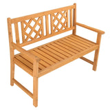 ZUN 118*56.5*90cm Outdoor Garden Fir Grid Back Wooden Bench Burlywood 89218544