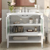 36" Bathroom Vanity with Ceramic Sink, Bathroom Vanity with Adjustable Shelf and Open Shelf, with N817P286249W