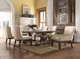 Beige and Salvage Brown Arm Chair with Nailhead Trim B062P209270