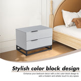 22" Grey white Nightstand with 2 Drawer , Small Dressers for Closet, Wood Storage Cabinet for W2948P245251