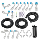 134a A/C AC Air Conditioning Hose & Fittings & O-Ring Kit with Black Drier 26705390