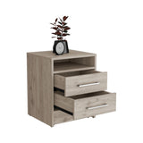 Eter Nightstand , End Table, Side Table Superior Top, Two Drawers -Light Gray B07091862