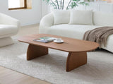 47.24" Oval Coffee Table with Solid Wood Veneered, Mid Century Modern Wooden Coffee Table, Walnut W2664P346449