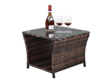 Glass Surface Brown Gradient Iron Frame Rattan Side Table 38666142