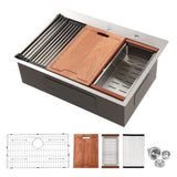 33x22x10"Drop-in Single Bowl Stainless Steel Kitchen Sink with Workstation W2898P228909