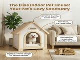 Modern Indoor Wooden Dog House with EVA Cushion Solid Cedar Pet House for Small Dogs & Cats W3799P381058