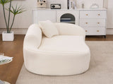 Curved Chaise Lounge Chair Indoor, Modern Chenille Sofa Couch with Deep Seat Sofa Bed with 1 Pillow, W2231P401698