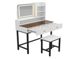 Makeup Vanity with LED Lighted Mirror, 360&deg Rotatable Mirror, Vanity Desk with 2 Drawers,Power 49216416