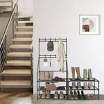 ZUN 5-Tier Shoe Rack Shoe Storage for Entryway,Narrow Shoe Rack,Coat and Shoe Rack with 8 Hooks 89388992