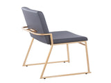 Contemporary Dining Chair in Gold Steel and Grey Faux Leather - Set of 2 B202P223499