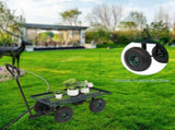 86*46*97cm Garden Iron Wood Four Wheel Square Garden Wagon Green 50097362