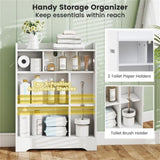 Slim White Bathroom Storage Cabinet - 2 Sliding Doors 2 Adjustable Shelves Toilet 38495905