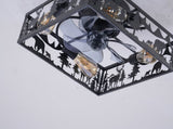 20'' Square Fabric Farmhouse Flush Mount Ceiling Fan .Bladeless Ceiling Fan 6 Speed Reversible with W3596P456605