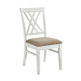 Modern Style White and Oak Finish Side Chairs 2pc Set Fabric Upholstered Seat Charming Traditional B011102651