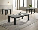 Gray Black 3-Piece Living Room Table Set Table Top Cocktail Table and Two Matching End Tables Wooden B011P244307