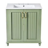 30 Inch Bathroom Vanity with Ceramic Sink, Freestanding Bathroom Vanity Set with Hidden Drawer, N710P192538F