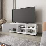 FM FURNITURE Parker TV Stand with a Door and Open Storage, White B128P269885