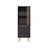 Vance 47" High One Door Cabinet with Two Open Shelves Dark Wengue - Light Oak B200P253745