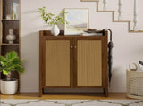 42.5" Tall Rattan Shoe Cabinet with Doors, 6-Tier Shoe Storage Cabinet with Adjustable Shelves, W808P415447