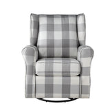 Grey and White Rolled Arm Swivel Chair with Glider B062P186522