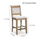 24" Counter Stool, Antique White Finish, Black Leather Seat B04681329